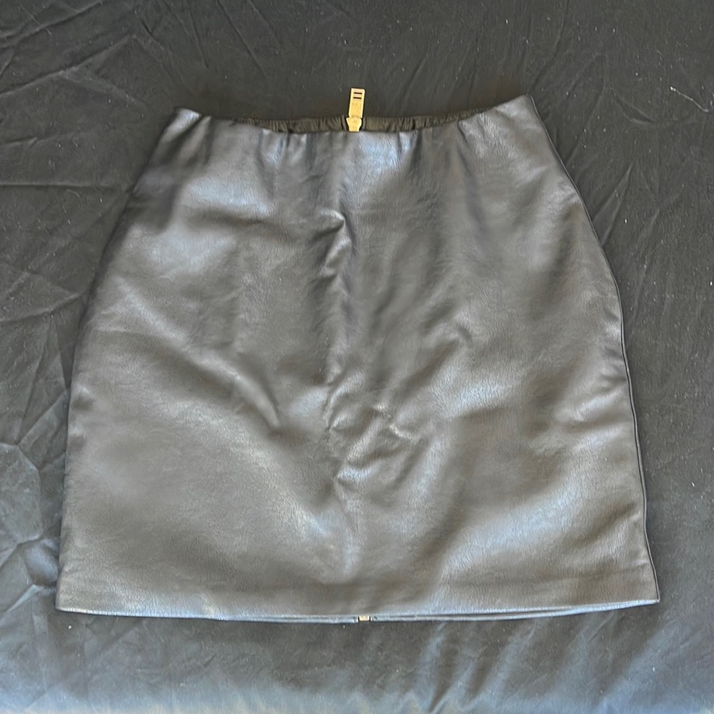 All Things Golden Vegan Pebbled Leather Mini Skirt